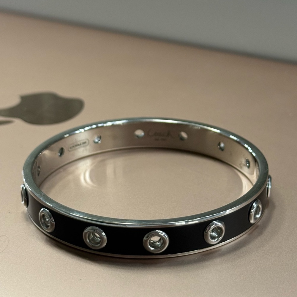 SOLD Coach Silver and Black Bangle Bracelet